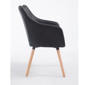 Silla de Confidente GREG PIEL, Patas Claras, Negro