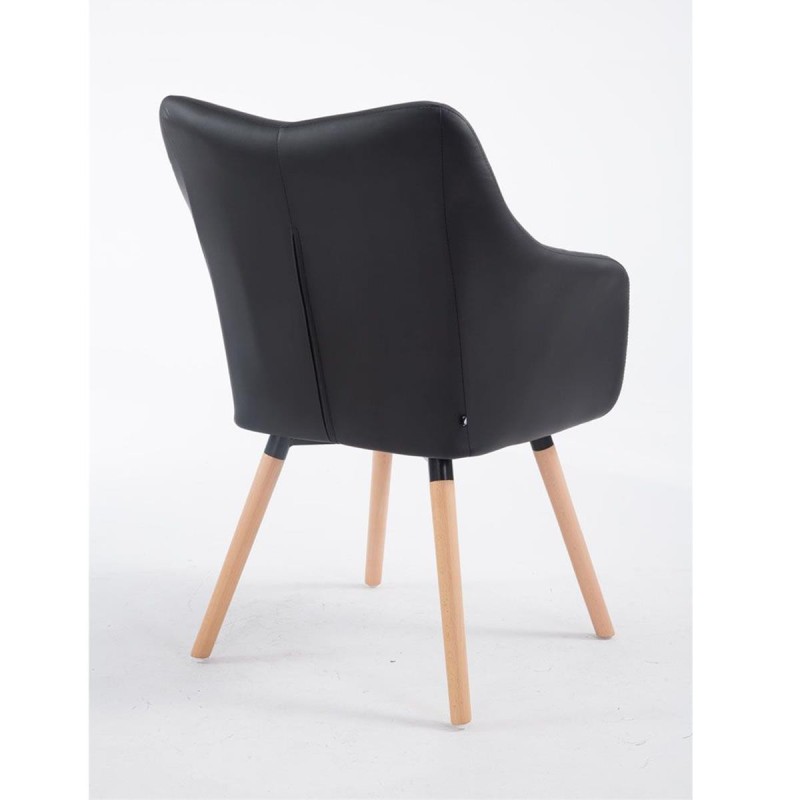 Silla de Confidente GREG PIEL, Patas Claras, Negro