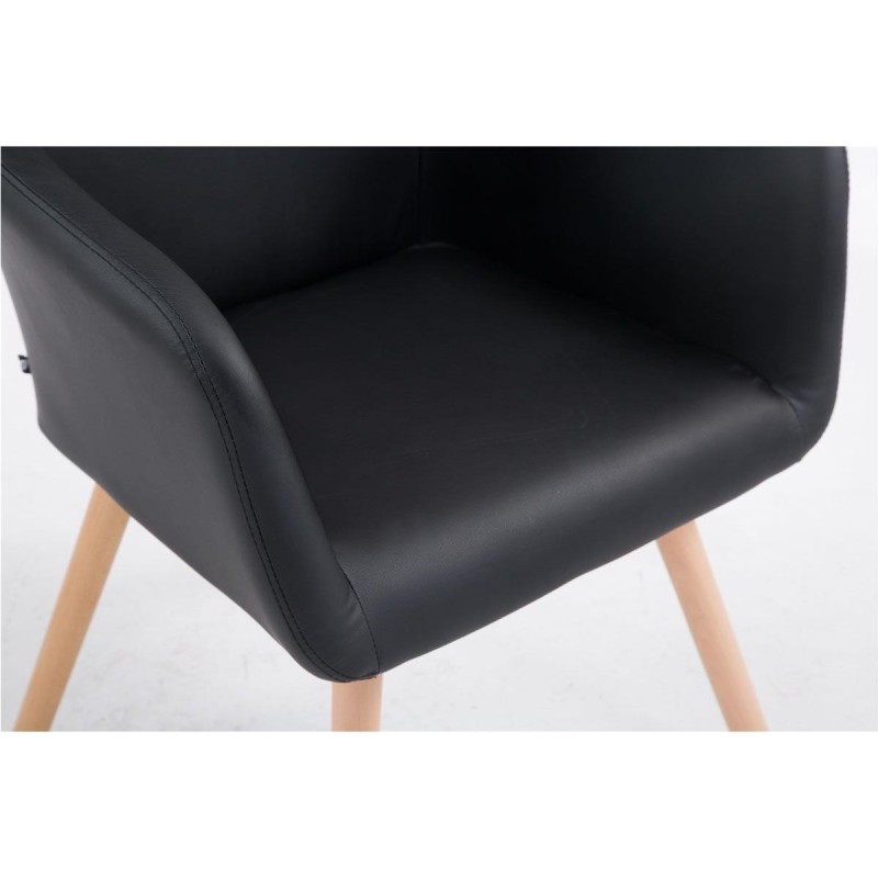 Silla de Confidente GREG PIEL, Patas Claras, Negro
