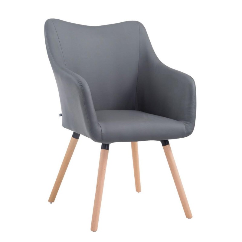 Silla de Confidente GREG PIEL, Patas Claras, Negro
