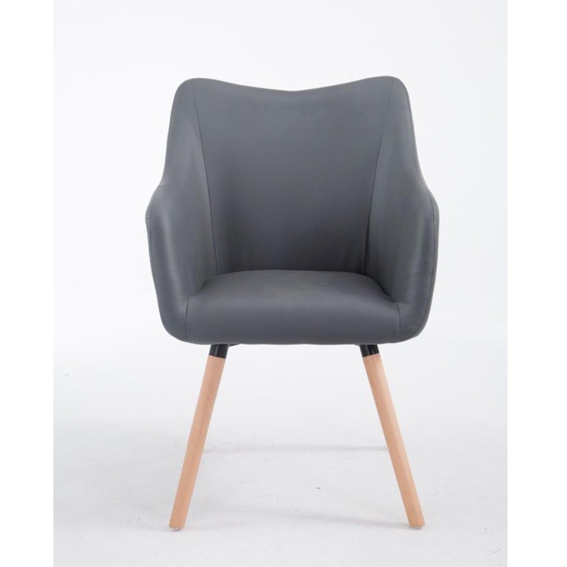 Silla de Confidente GREG PIEL, Patas Claras, Negro
