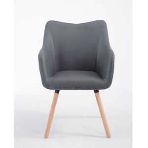 Silla de Confidente GREG PIEL, Patas Claras, Negro