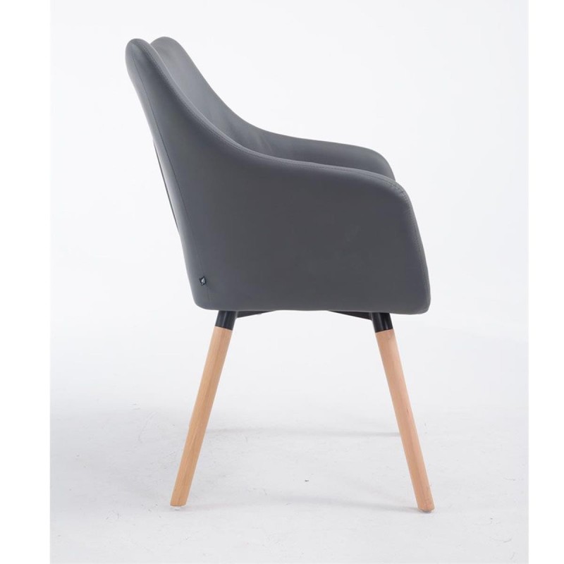 Silla de Confidente GREG PIEL, Patas Claras, Negro