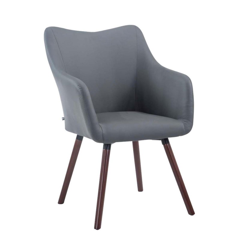 Silla de Confidente GREG PIEL, Patas Nogal, Negro
