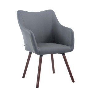 Silla de Confidente GREG PIEL, Patas Nogal, Negro