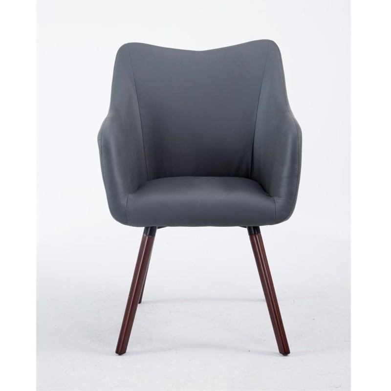 Silla de Confidente GREG PIEL, Patas Nogal, Negro