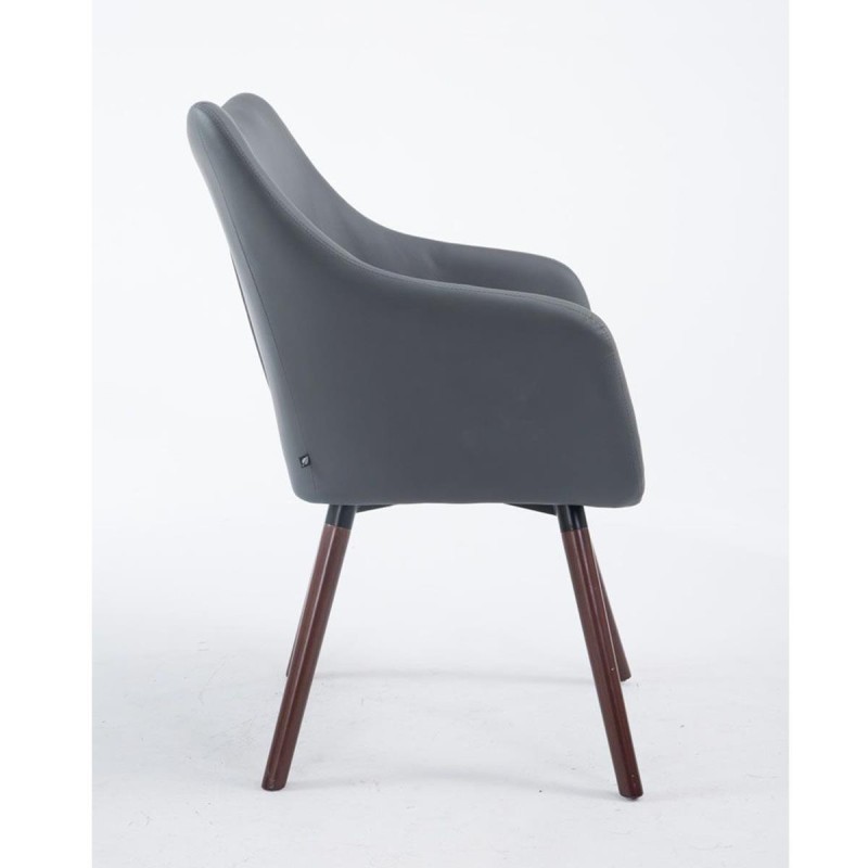 Silla de Confidente GREG PIEL, Patas Nogal, Negro