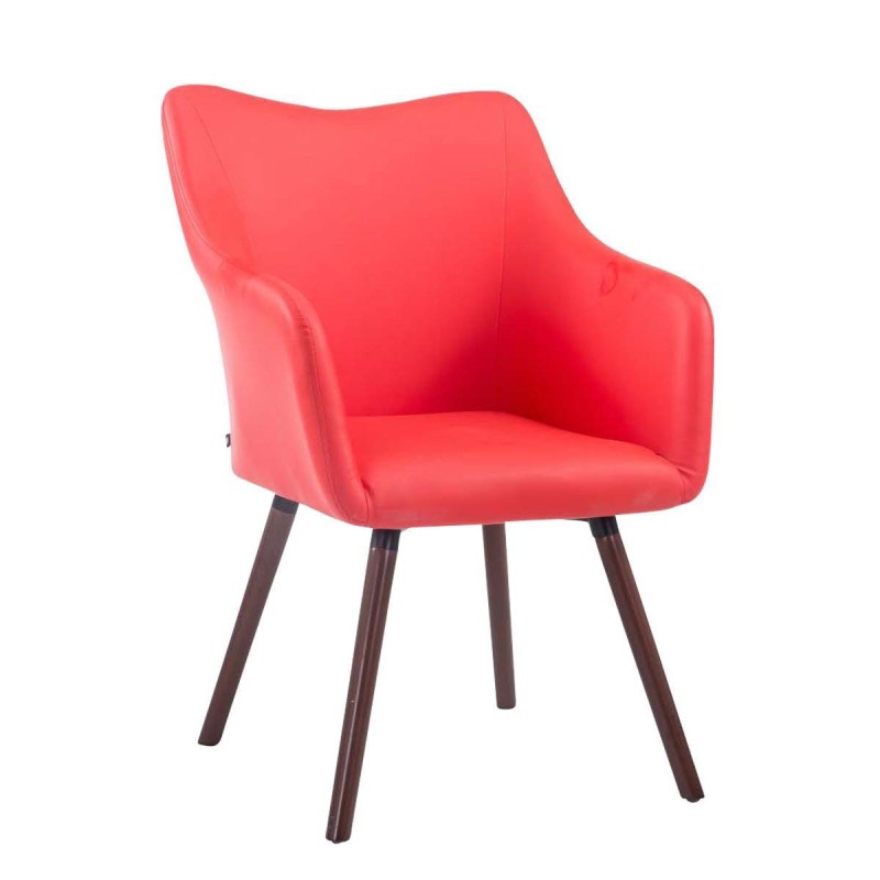 Silla de Confidente GREG PIEL, Patas Nogal, Negro