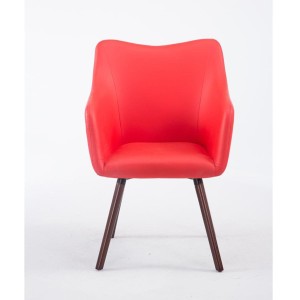 Silla de Confidente GREG PIEL, Patas Nogal, Negro