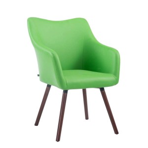 Silla de Confidente GREG PIEL, Patas Nogal, Negro