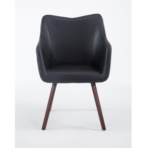 Silla de Confidente GREG PIEL, Patas Nogal, Negro