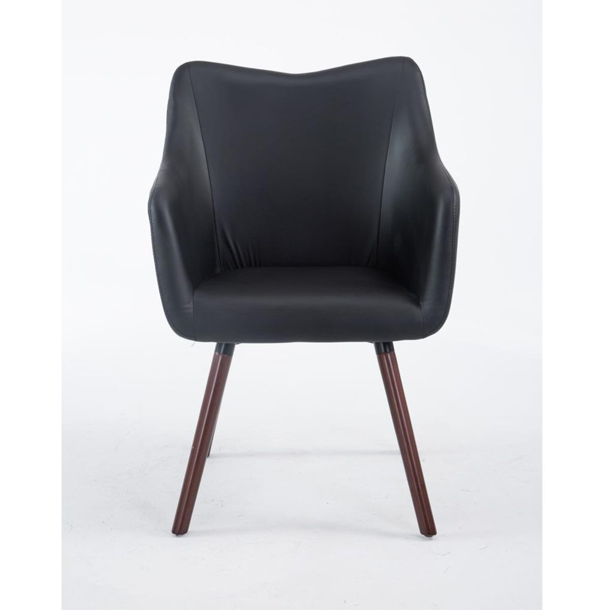 Silla de Confidente GREG PIEL, Diseño Moderno, Patas Nogal, Negro