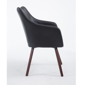 Silla de Confidente GREG PIEL, Patas Nogal, Negro