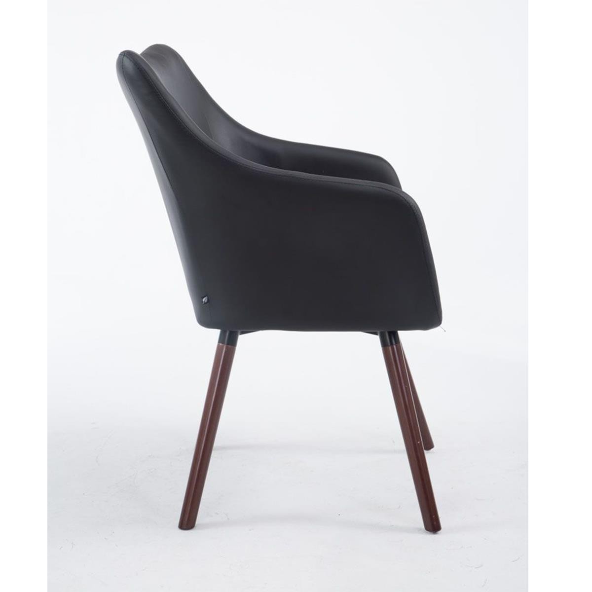 Silla de Confidente GREG PIEL, Diseño Moderno, Patas Nogal, Negro
