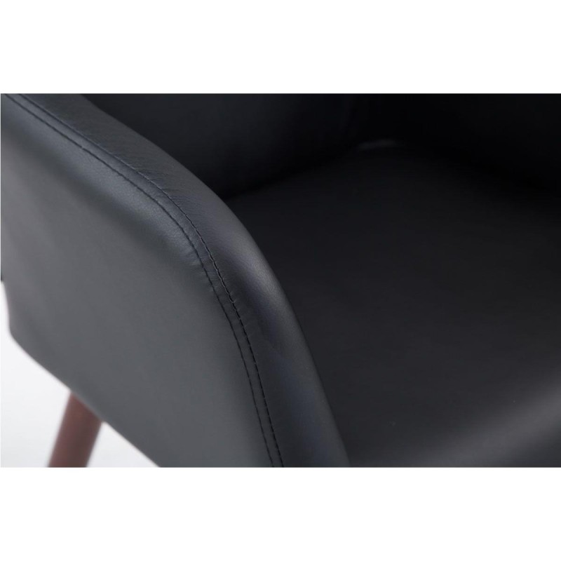 Silla de Confidente GREG PIEL, Patas Nogal, Negro