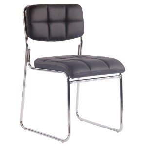 Silla de Confidente PERUGIA , apilable, piel negra
