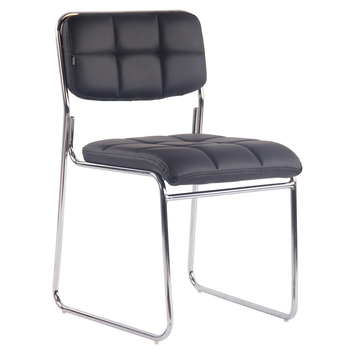 Silla de Confidente PERUGIA, Apilable, Estructura Metálica, Piel Negro