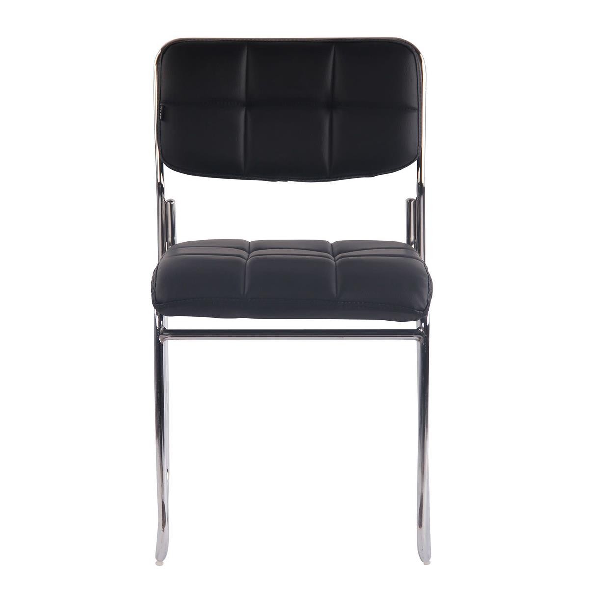 Silla de Confidente PERUGIA, Apilable, Estructura Metálica, Piel Negro