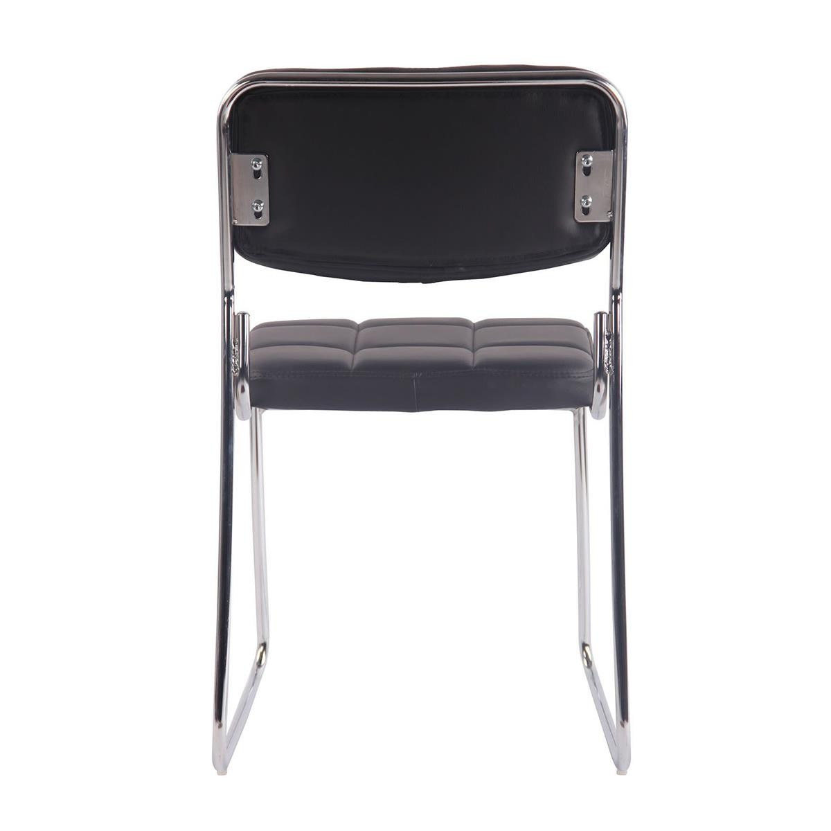 Silla de Confidente PERUGIA, Apilable, Estructura Metálica, Piel Negro