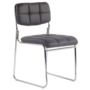 Silla de Confidente PERUGIA , apilable, piel negra