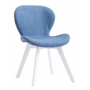 Silla de Confidente RUDY, Patas Blancas, Tela Azul
