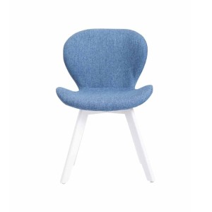 Silla de Confidente RUDY, Patas Blancas, Tela Azul