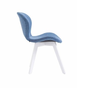 Silla de Confidente RUDY, Patas Blancas, Tela Azul