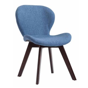 Silla de Confidente RUDY, Patas Nogal, Tela Azul