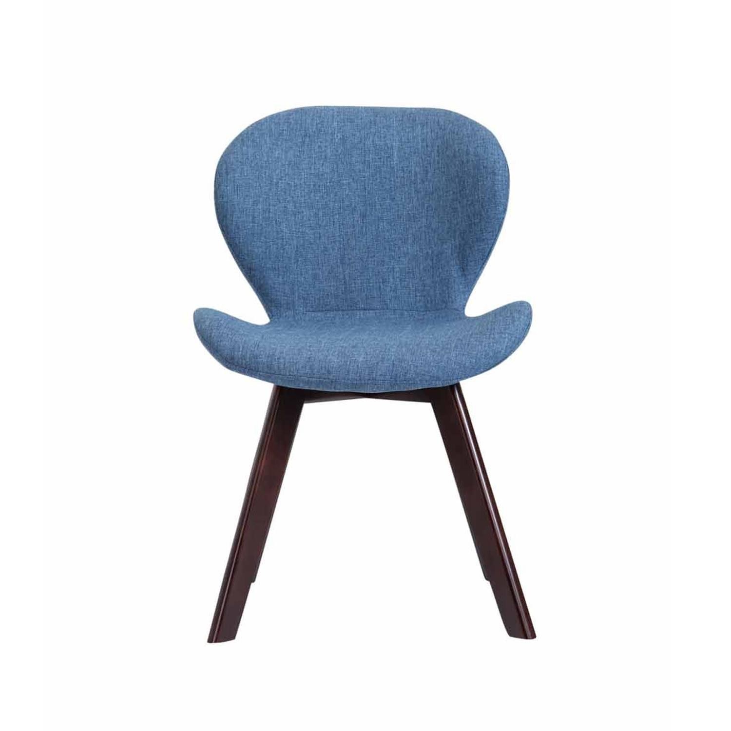 Silla de Confidente RUDY, Ergonómica, Patas Nogal, en Tela Azul