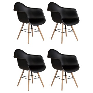 Lote 4 sillas confidente GARI, diseño nórdico, color negro