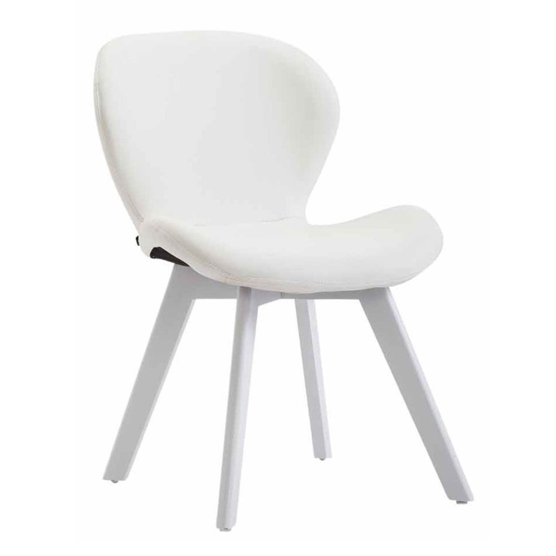 Silla de Confidente RUDY PIEL, Patas Blancas, Negro