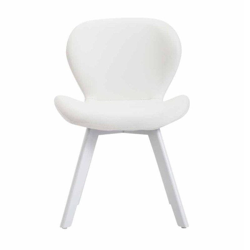 Silla de Confidente RUDY PIEL, Patas Blancas, Negro