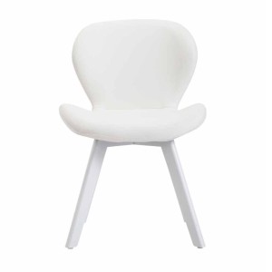 Silla de Confidente RUDY PIEL, Patas Blancas, Negro