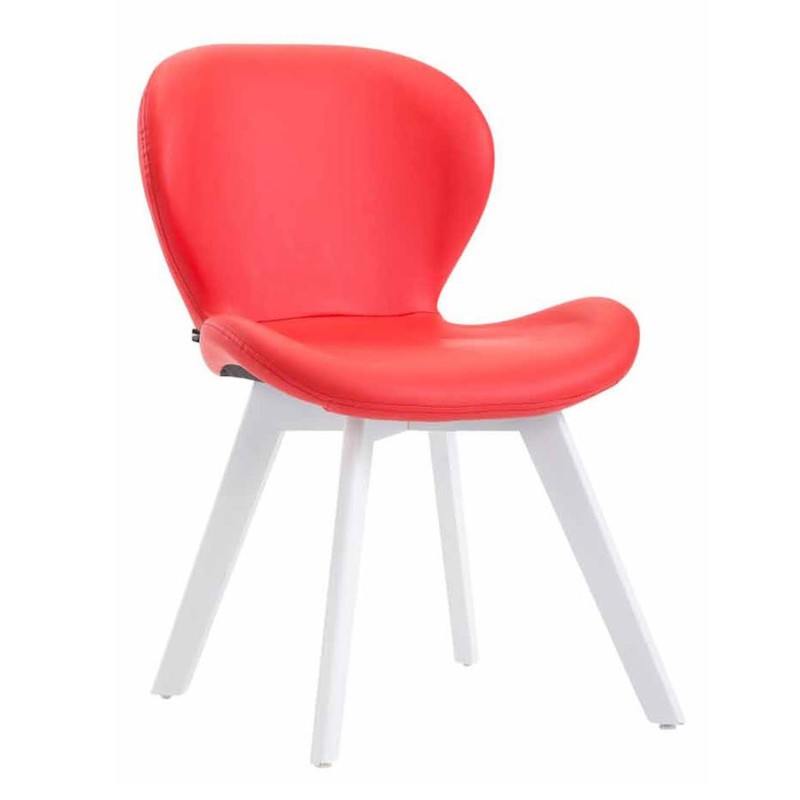 Silla de Confidente RUDY PIEL, Patas Blancas, Negro