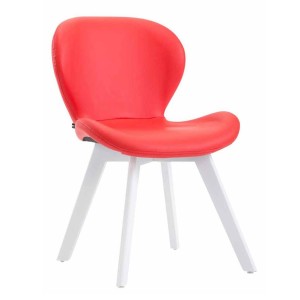 Silla de Confidente RUDY PIEL, Patas Blancas, Negro