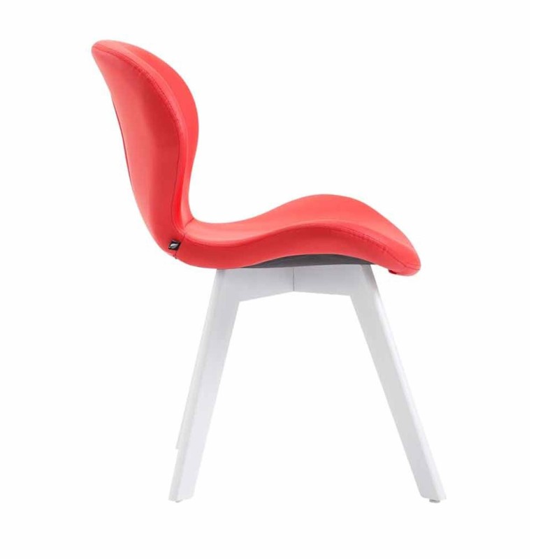 Silla de Confidente RUDY PIEL, Patas Blancas, Negro
