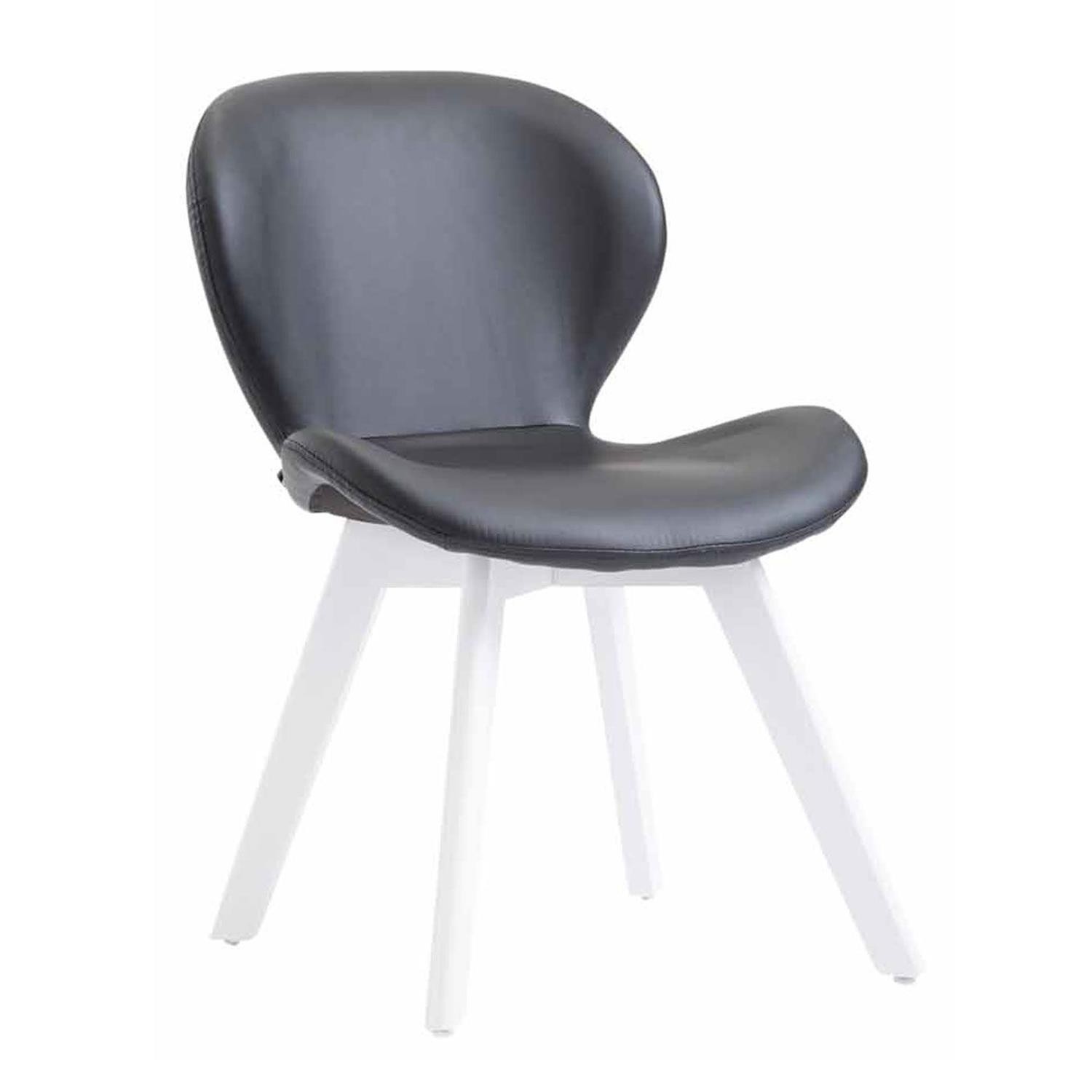 Silla de Confidente RUDY PIEL, Ergonómica, Patas Blancas, Negro