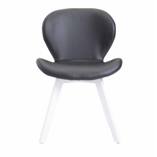 Silla de Confidente RUDY PIEL, Patas Blancas, Negro 2