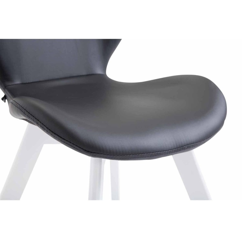 Silla de Confidente RUDY PIEL, Patas Blancas, Negro