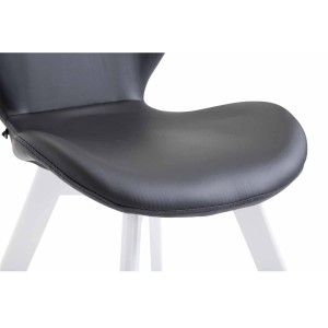 Silla de Confidente RUDY PIEL, Patas Blancas, Negro