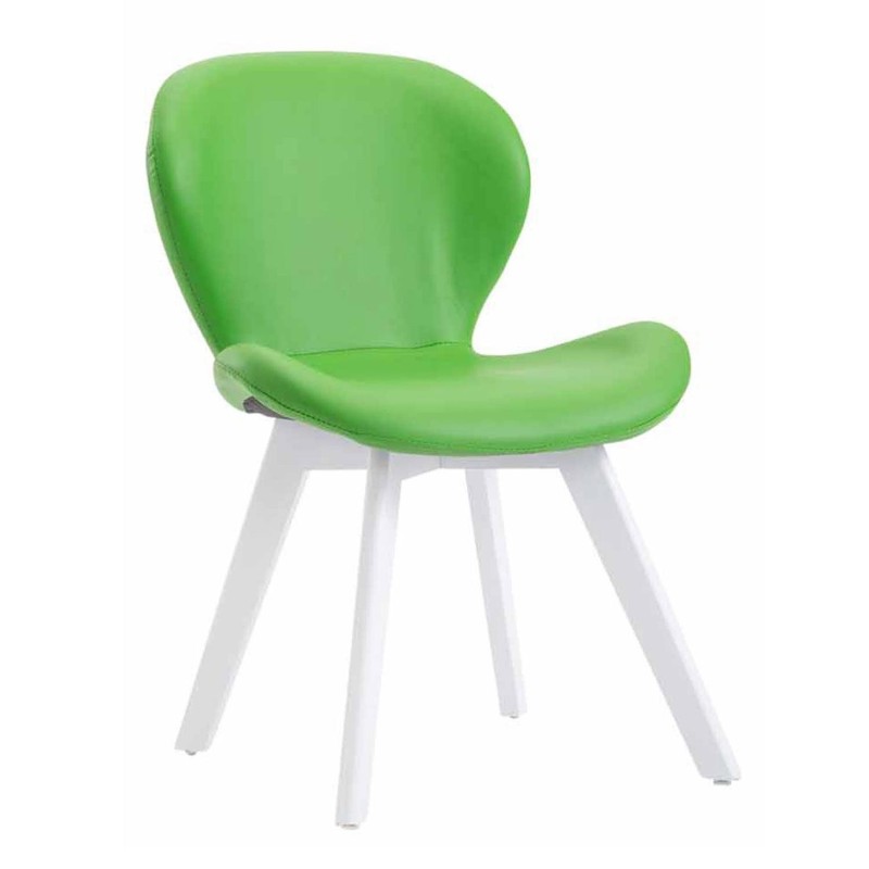 Silla de Confidente RUDY PIEL, Patas Blancas, Negro