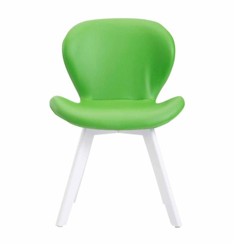 Silla de Confidente RUDY PIEL, Patas Blancas, Negro