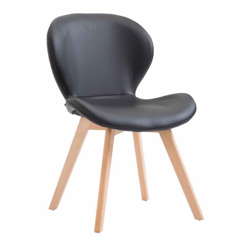 Silla de Confidente RUDY PIEL, Patas Claras, Marrón Oscuro