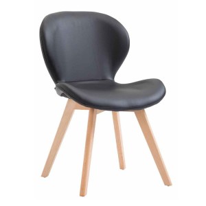 Silla de Confidente RUDY PIEL, Patas Claras, Marrón Oscuro