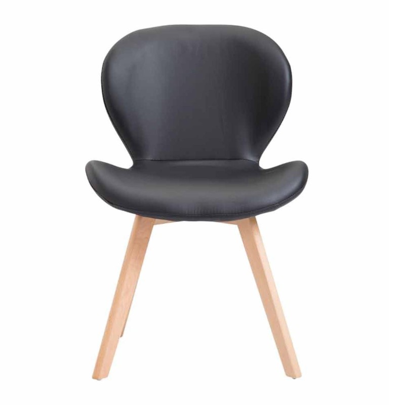 Silla de Confidente RUDY PIEL, Patas Claras, Marrón Oscuro