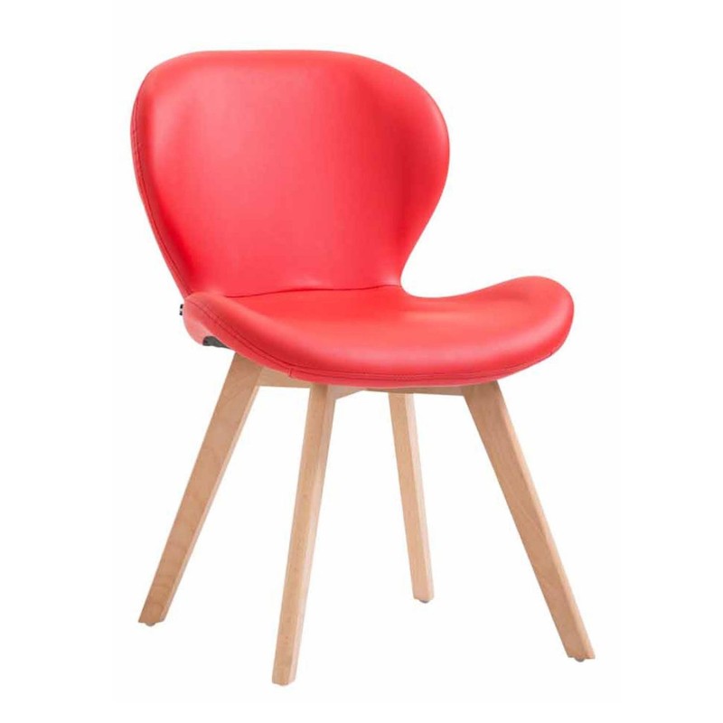 Silla de Confidente RUDY PIEL, Patas Claras, Marrón Oscuro