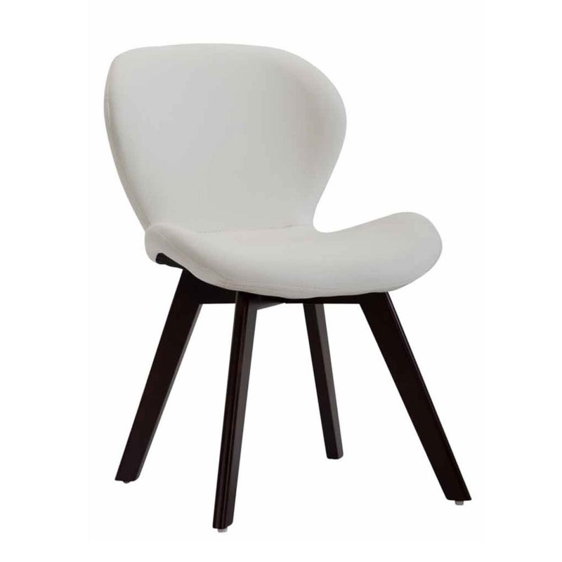 Silla de Confidente RUDY PIEL, Patas Nogal, Negro