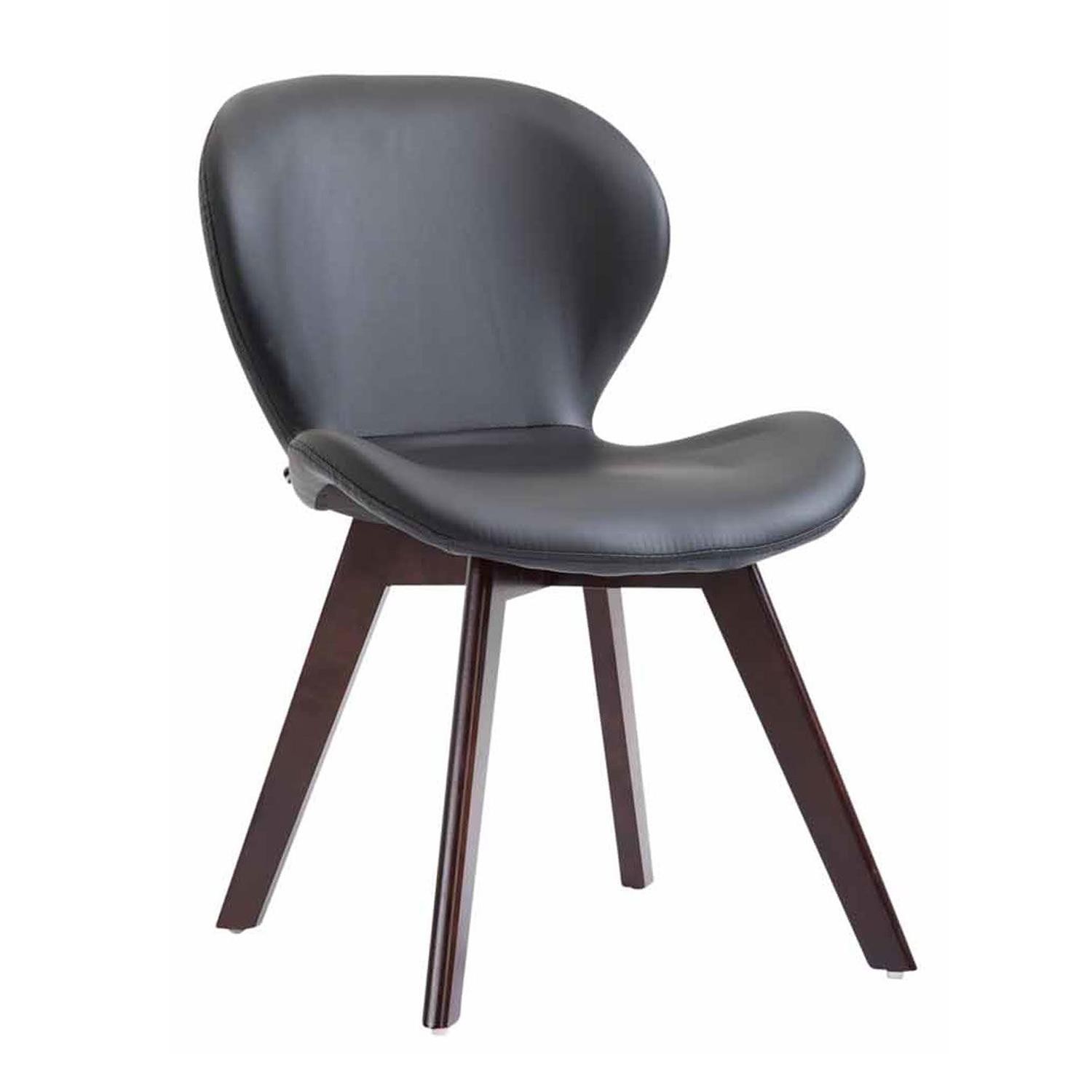 Silla de Confidente RUDY PIEL, Ergonómica, Patas Nogal, Negro