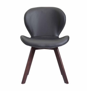 Silla de Confidente RUDY PIEL, Patas Nogal, Negro 2