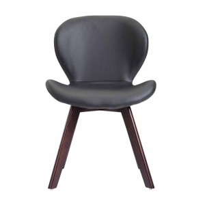 Silla de Confidente RUDY PIEL, Patas Nogal, Negro
